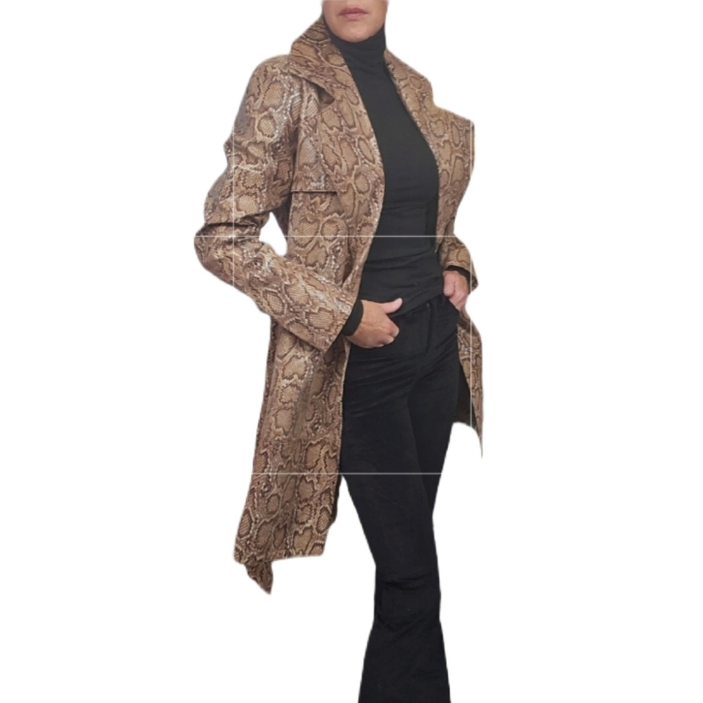 Specialneiman Marcus Tan Leather Belted Python Pr… - image 2